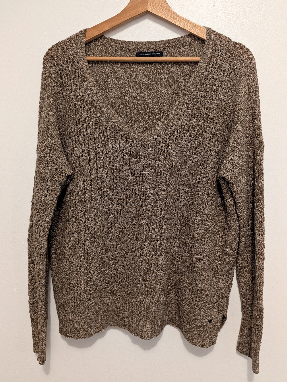 American Eagle Taupe Open Knit Wool Blend Sweater M